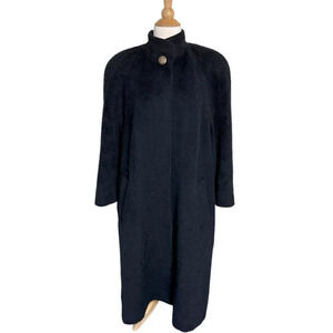 Black classic winter pure wool long coat‎ with pockets size 10P